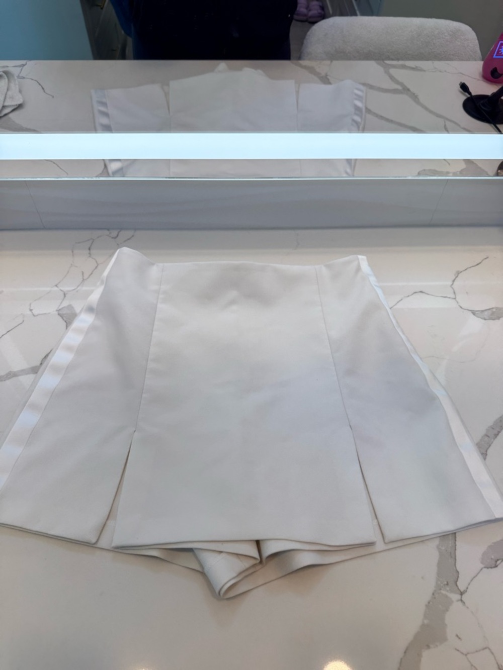 Zara White Tailored Skort with Subtle Paneling